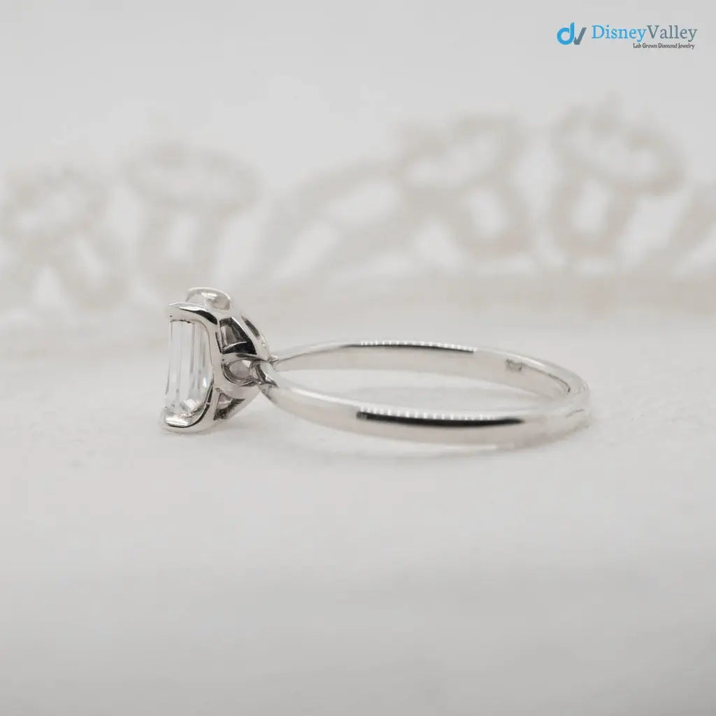 single stone emerald moissanite minimalist wedding ring - DisneyValley
