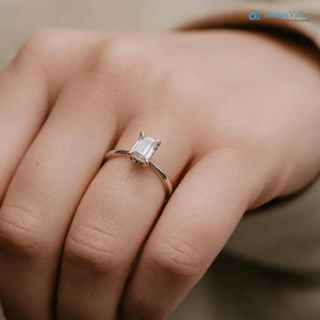 single stone emerald moissanite minimalist wedding ring - DisneyValley