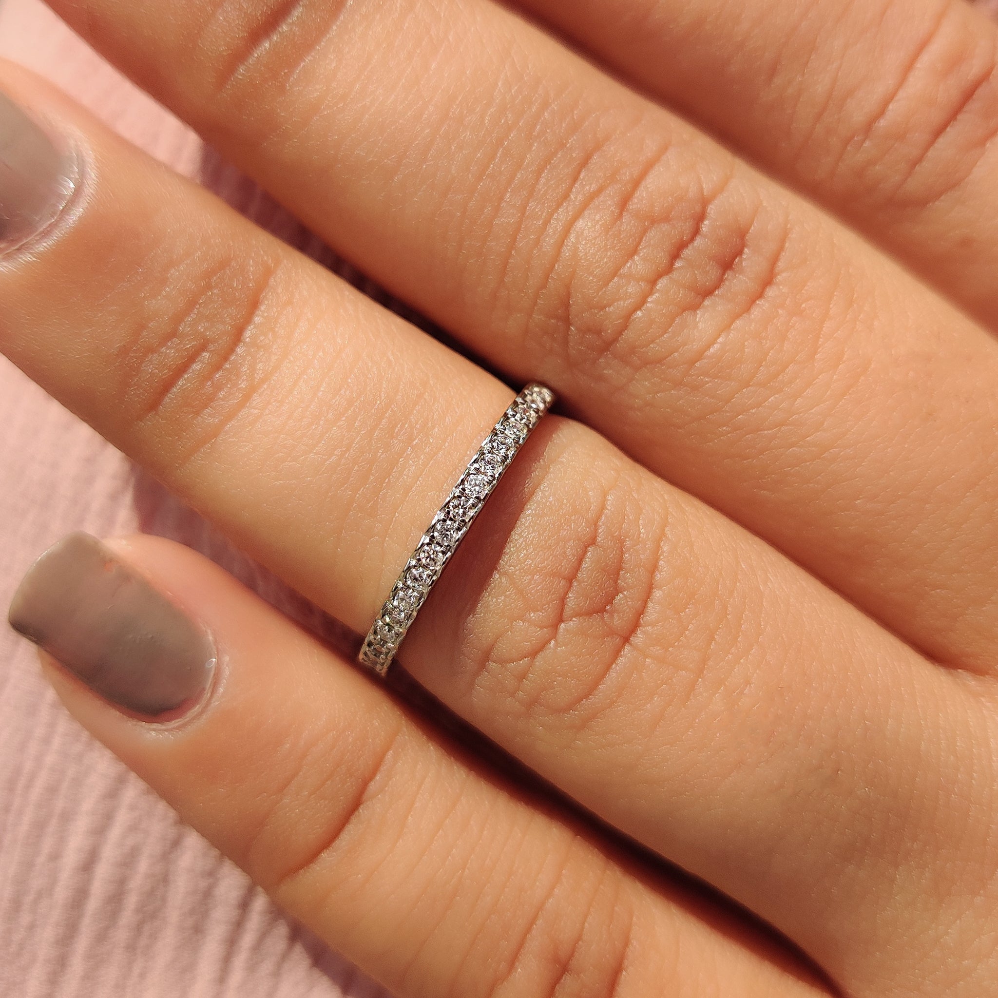 Half Eternity White Gold Diamond Band With Round Cut