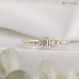 0.35ct Emerald diamond engagement ring, Emerald cut engagement rings DisneyValley