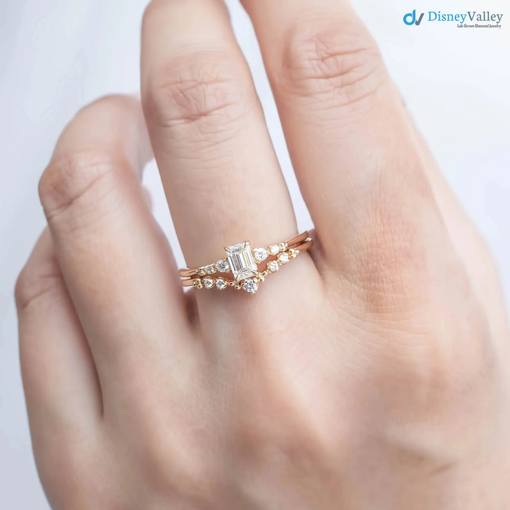 0.35ct Emerald diamond engagement ring, Emerald cut engagement rings DisneyValley