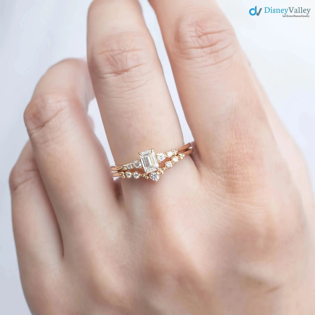 0.35ct Emerald diamond engagement ring, Emerald cut engagement rings DisneyValley