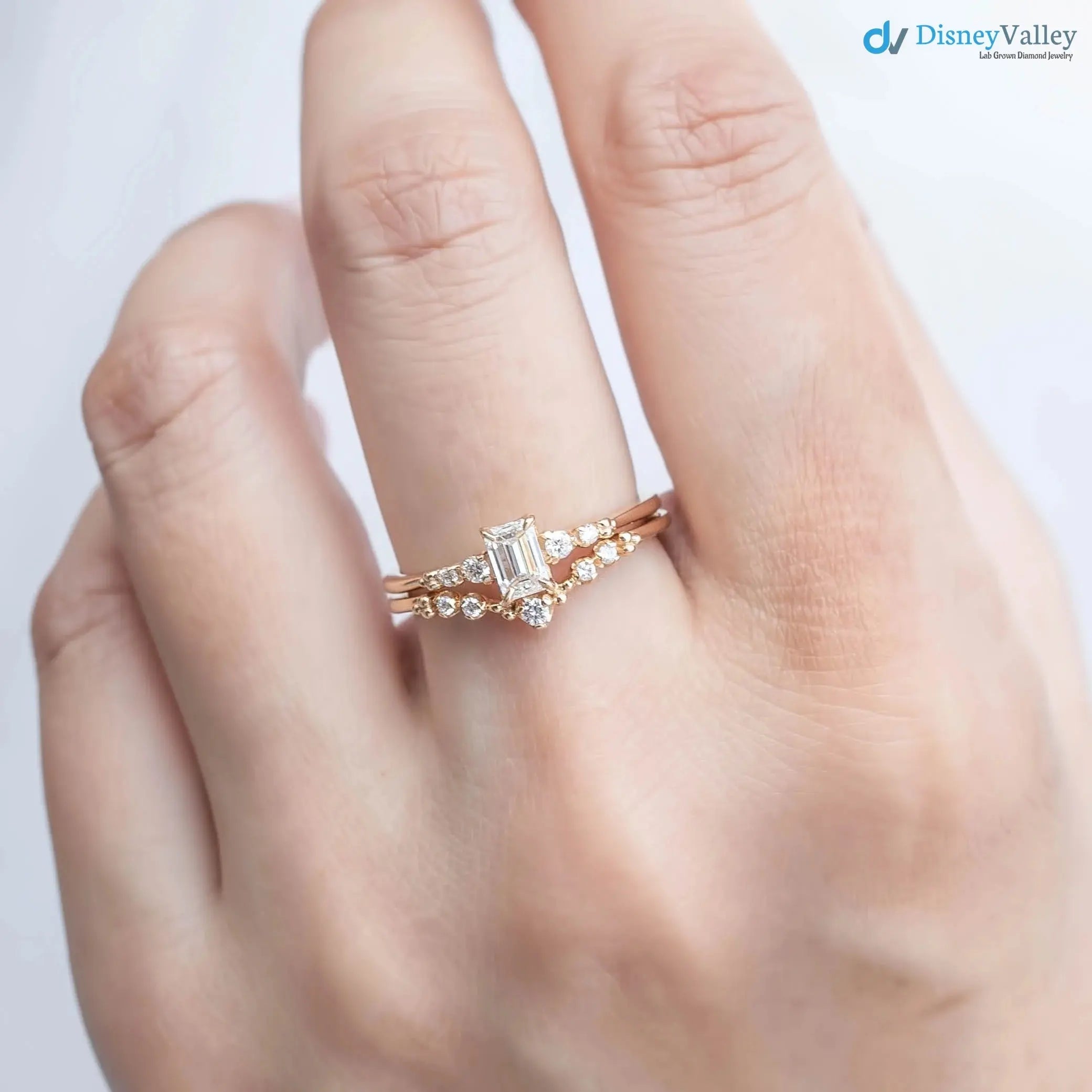 0.35ct Emerald diamond engagement ring, Emerald cut engagement rings DisneyValley