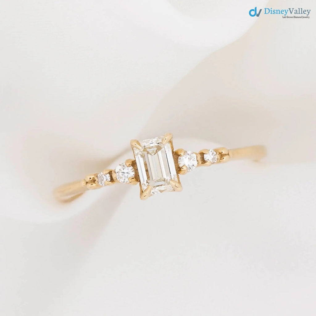 0.35ct Emerald diamond engagement ring, Emerald cut engagement rings DisneyValley