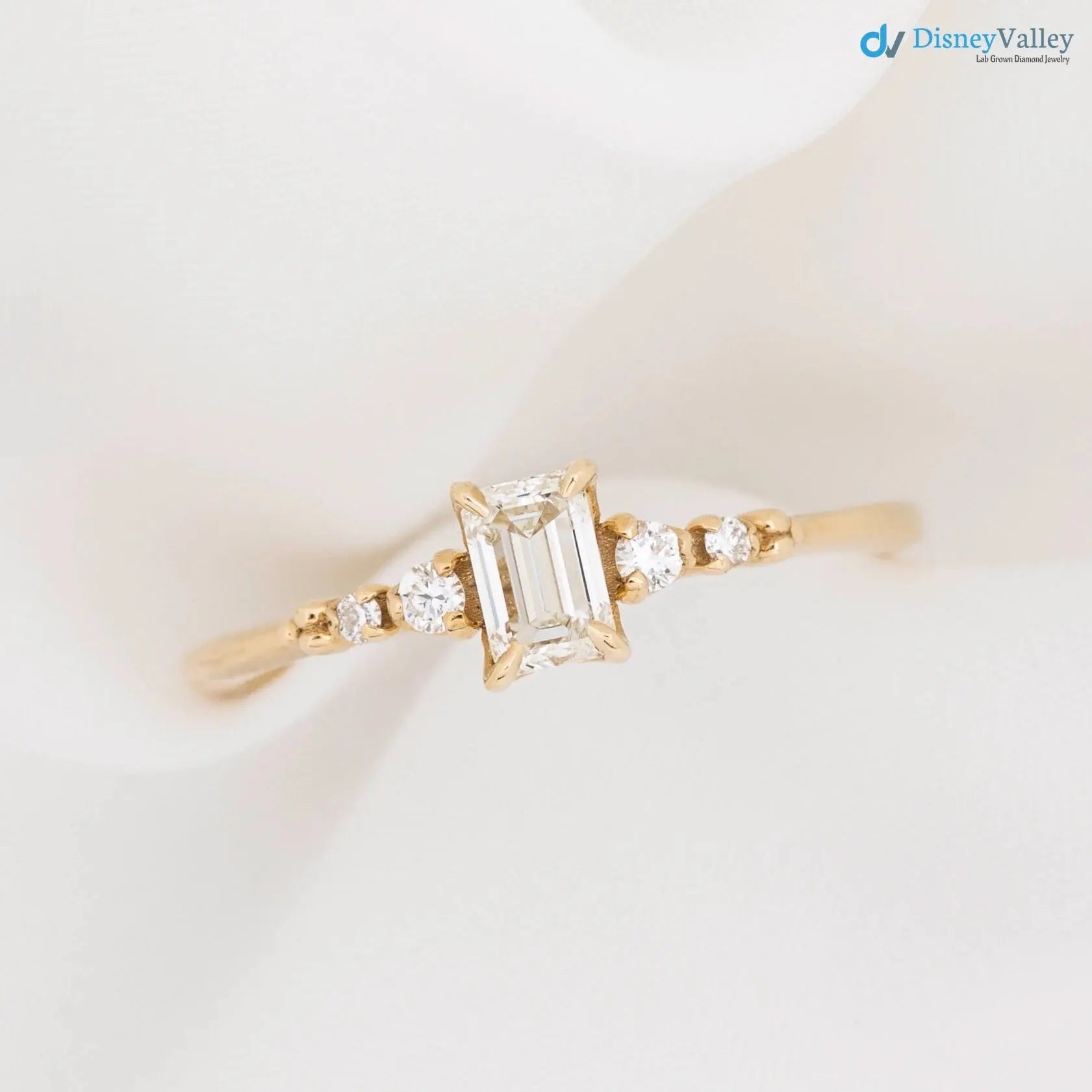 0.35ct Emerald diamond engagement ring, Emerald cut engagement rings DisneyValley