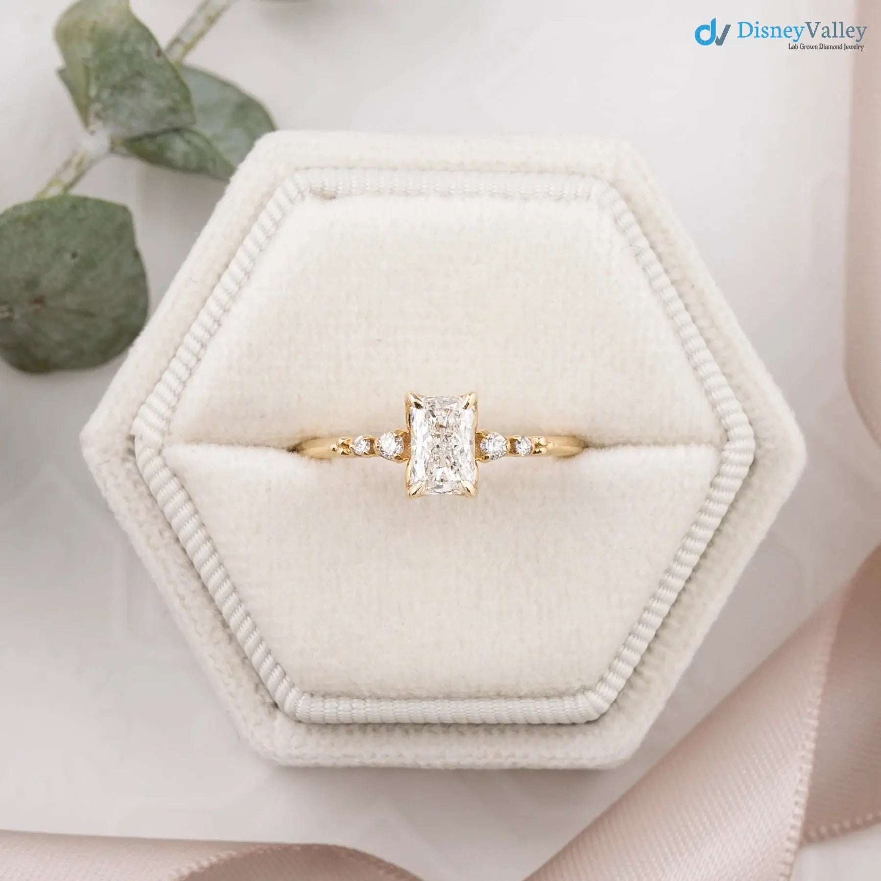 0.70ct Natural Radiant Cut Diamond Engagement Ring, GIA Certified, Ethically sourced diamond ring DisneyValley