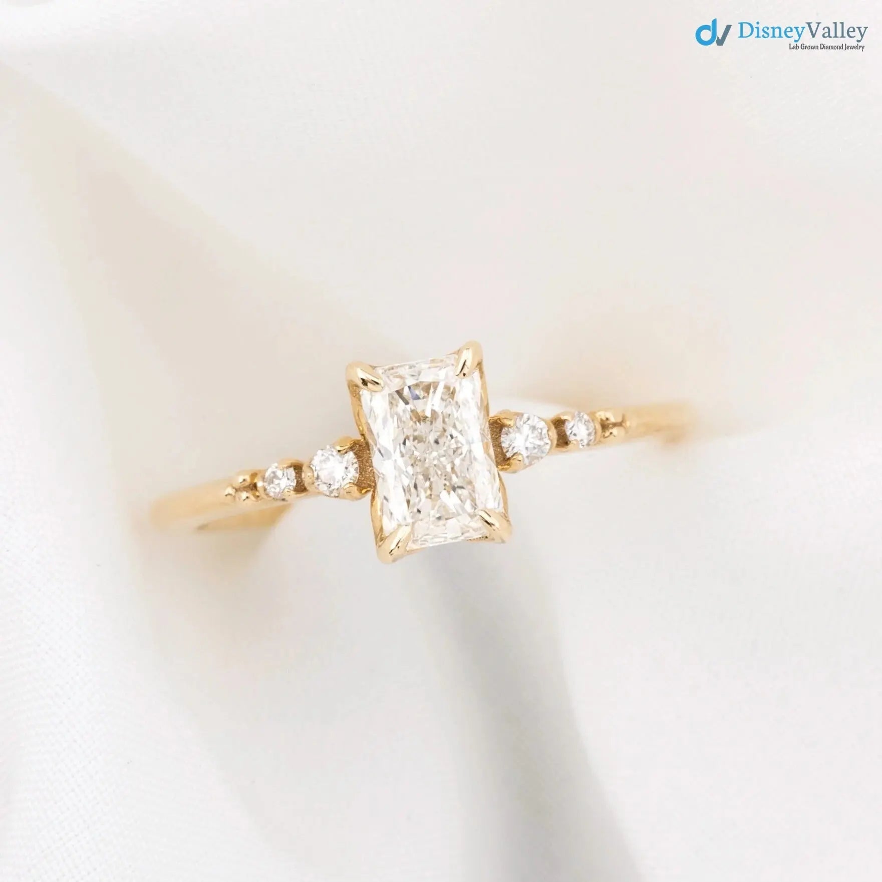 0.70ct Natural Radiant Cut Diamond Engagement Ring, GIA Certified, Ethically sourced diamond ring DisneyValley
