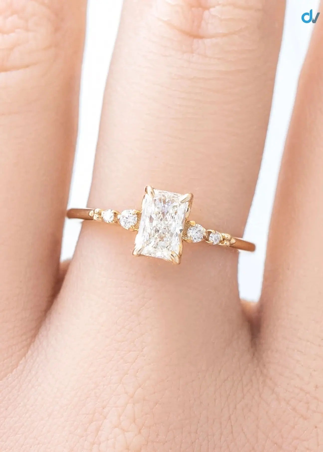 0.70ct Natural Radiant Cut Diamond Engagement Ring, GIA Certified, Ethically sourced diamond ring Secondary image