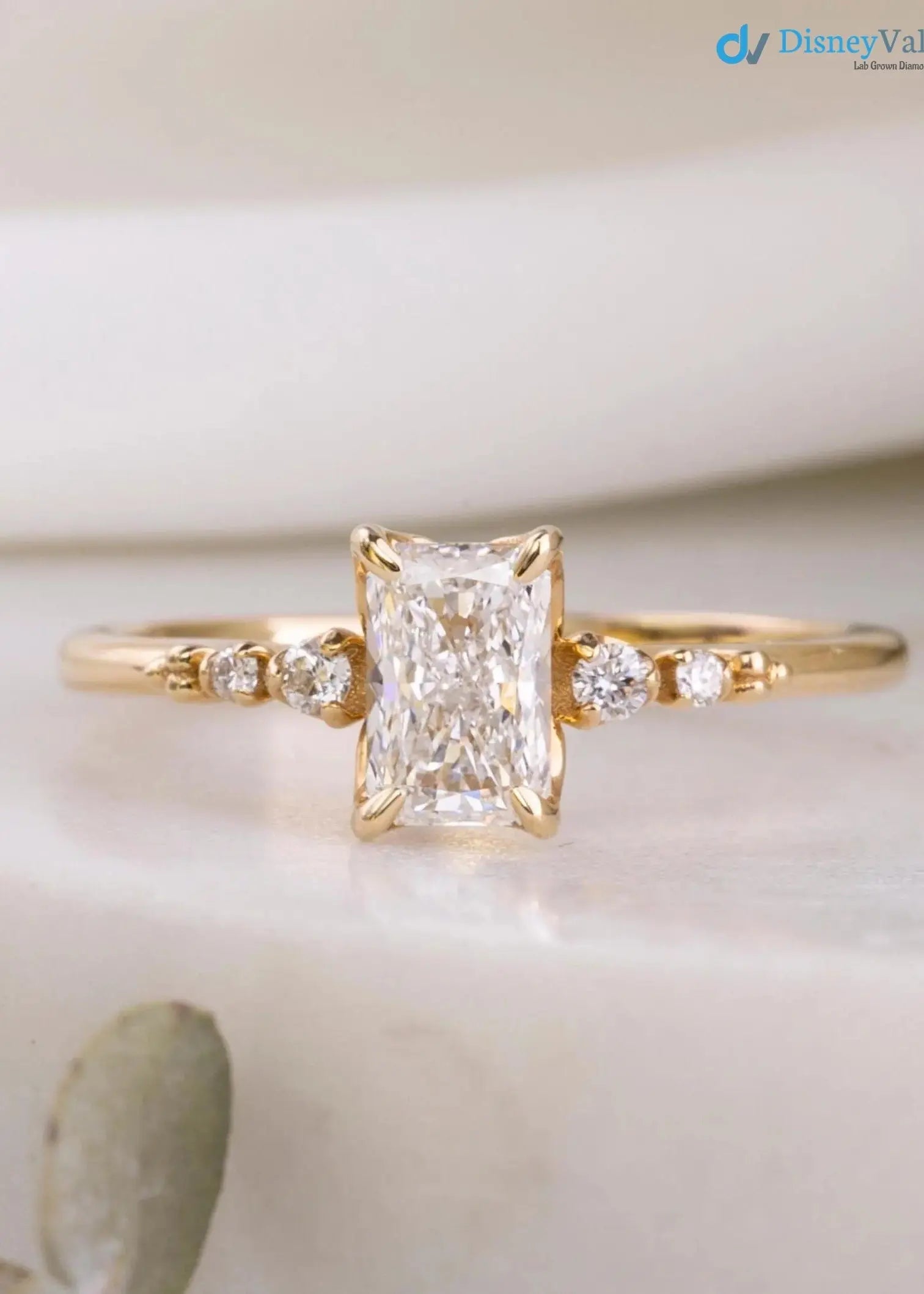 0.70ct Natural Radiant Cut Diamond Engagement Ring, GIA Certified, Ethically sourced diamond ring DisneyValley Main image