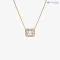 0.90 ctw 14K Gold Halo Setting Emerald Cut Lab Grown Diamond Necklace DisneyValley