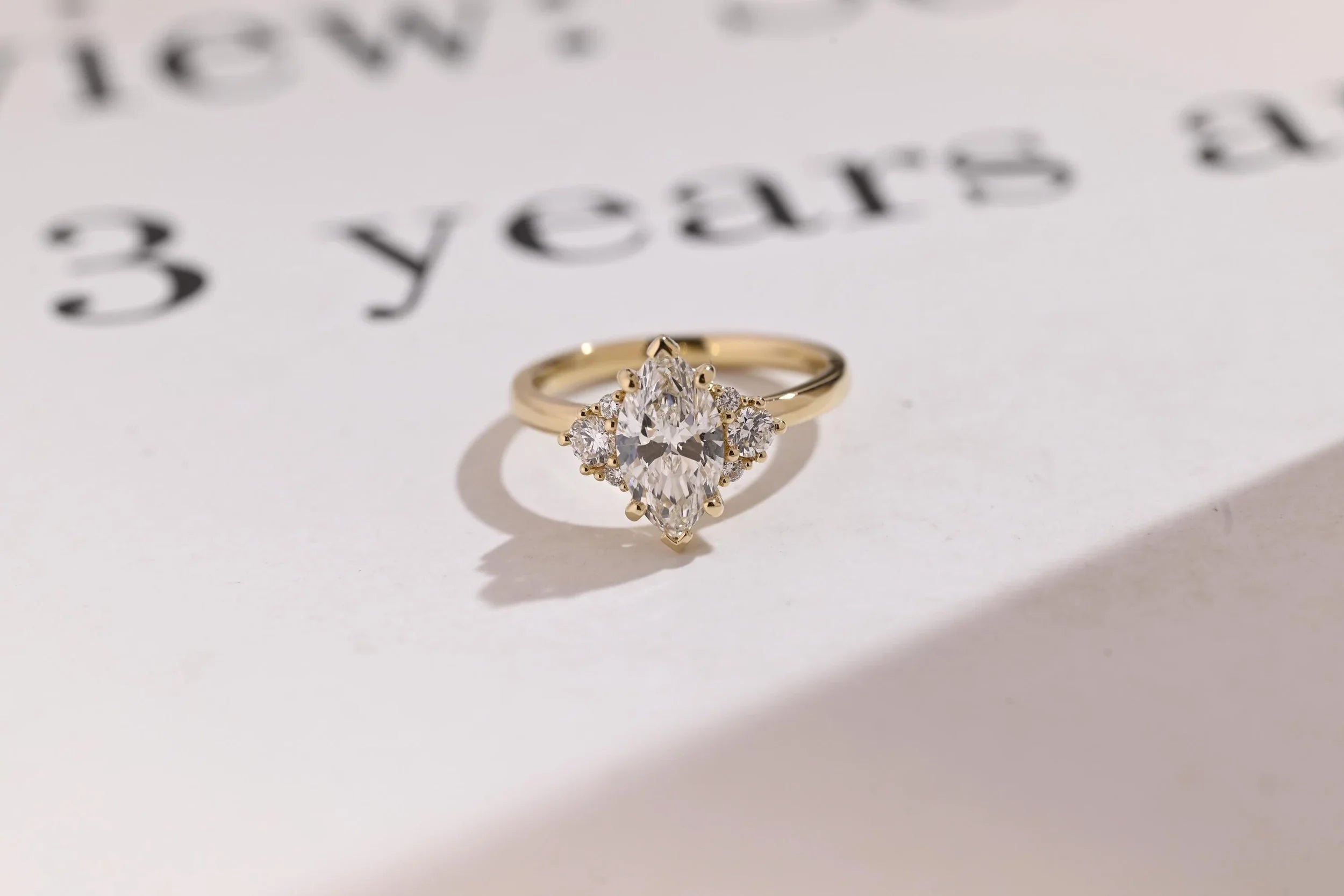 0.29 CT Marquise Cut Cluster style Moissanite Engagement Ring