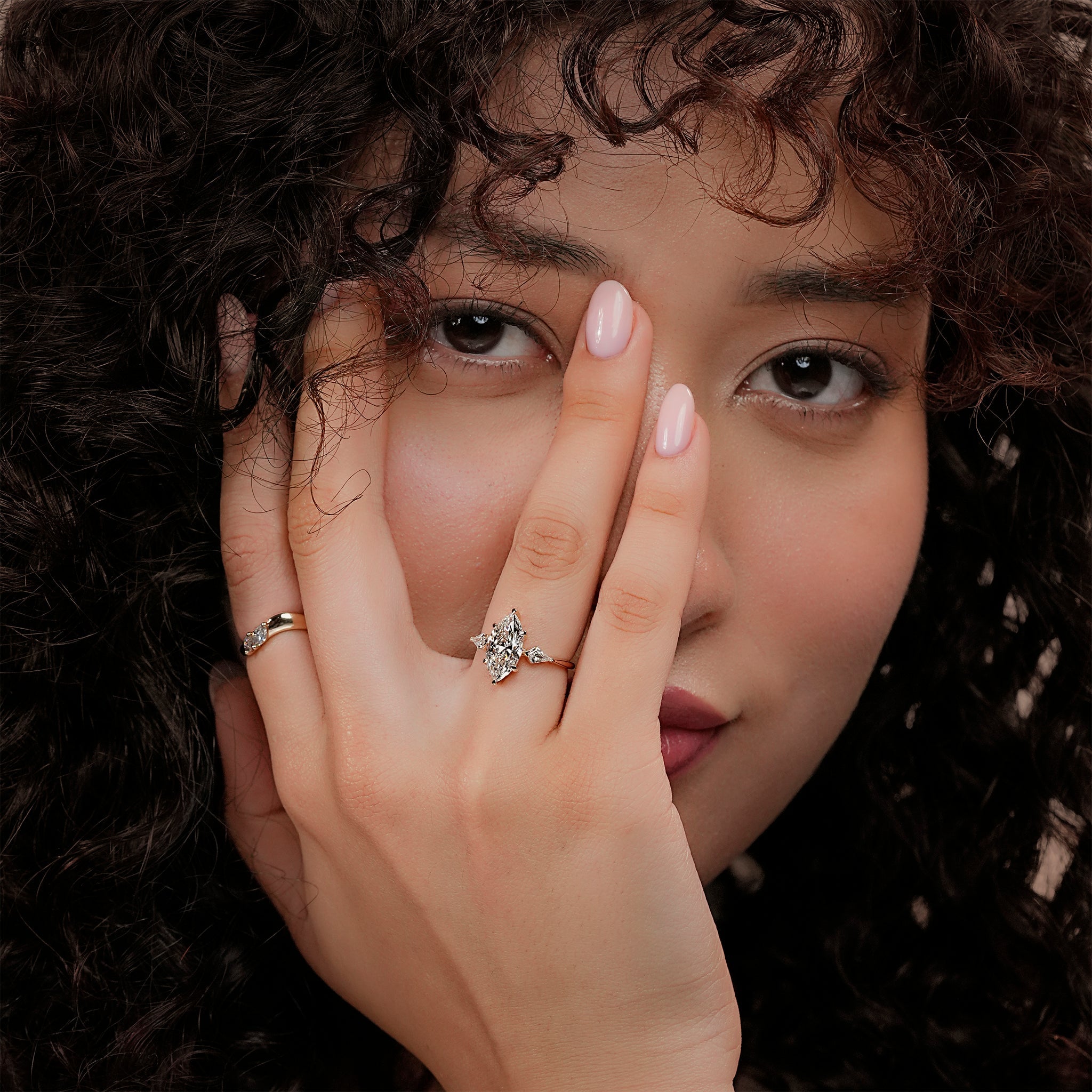 3 Stone Marquise Diamond Ring With Kite Side Stone Secondary image