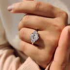 Three Stone Oval Engagement Ring With Half Moon Cut