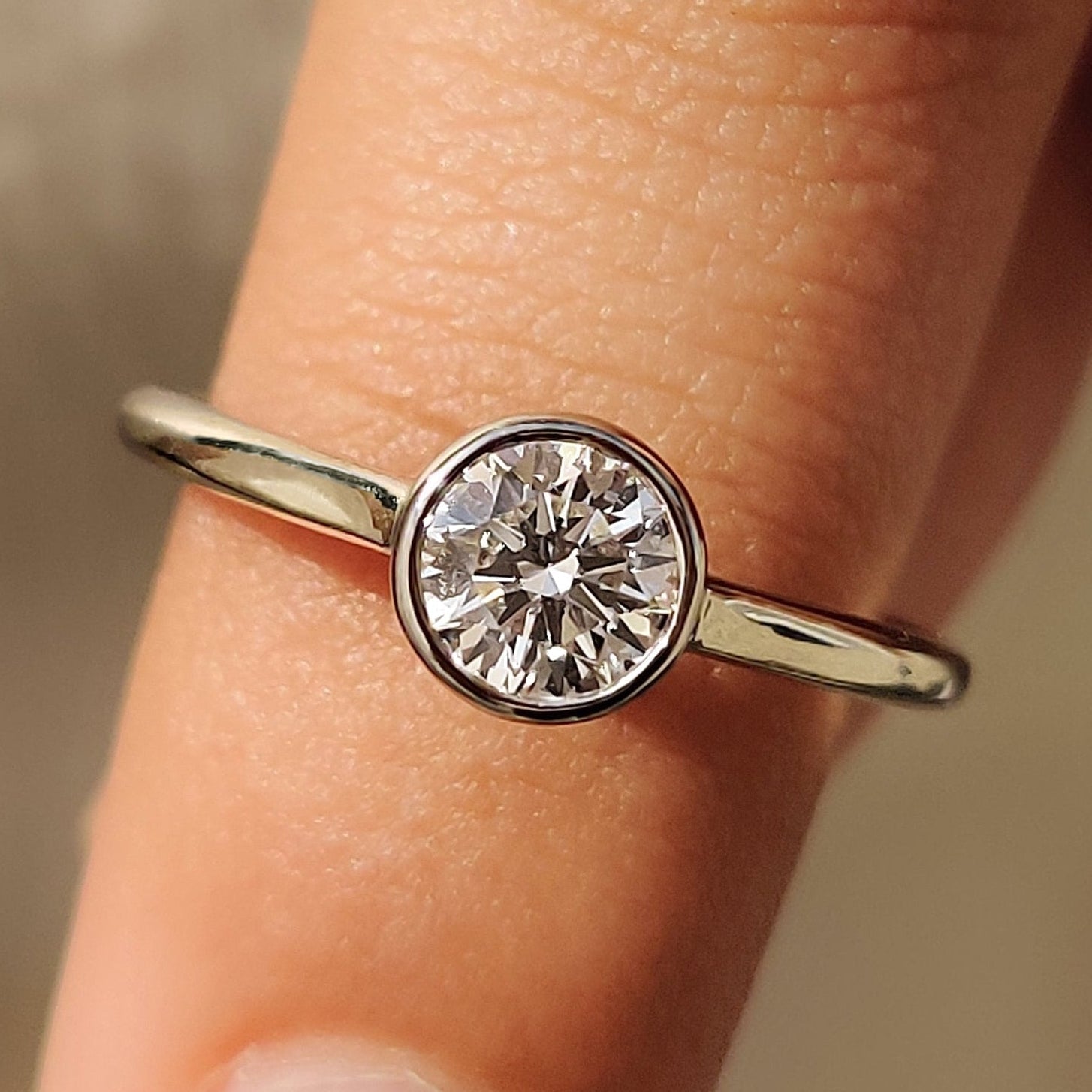 Bezel Set Diamond Ring With Round Cut