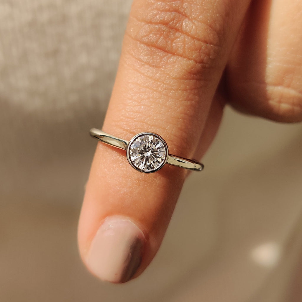 Gold Solitaire Engagement Ring With Elegant Bezel Setting