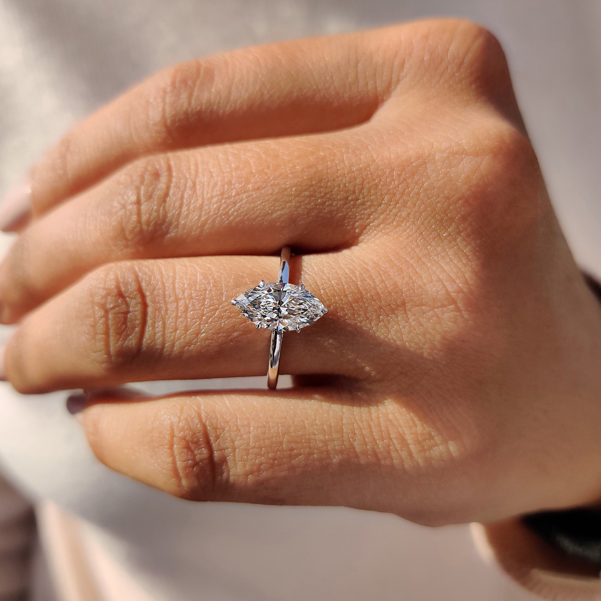 Marquise Diamond Engagement Ring in Classic Setting