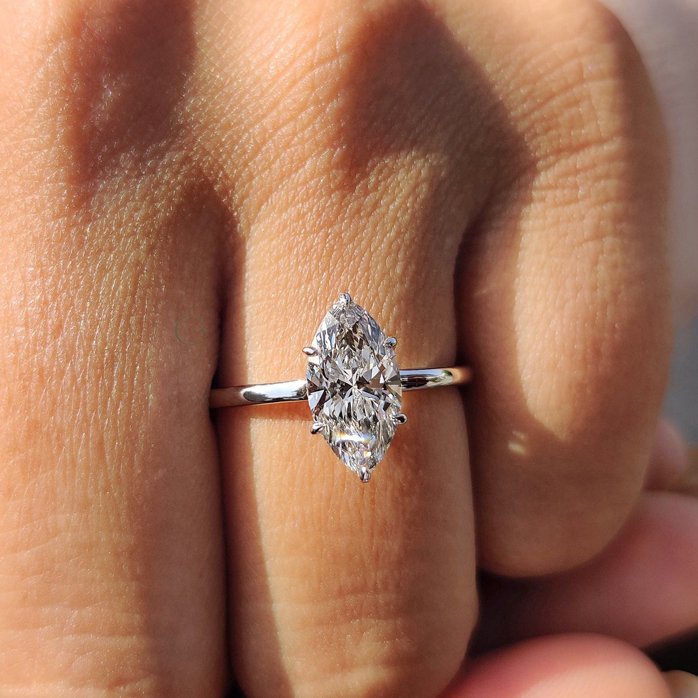 Marquise Diamond Engagement Ring in Classic Setting Main image