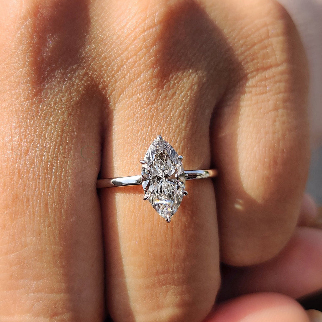 Marquise Diamond Engagement Ring in Classic Setting