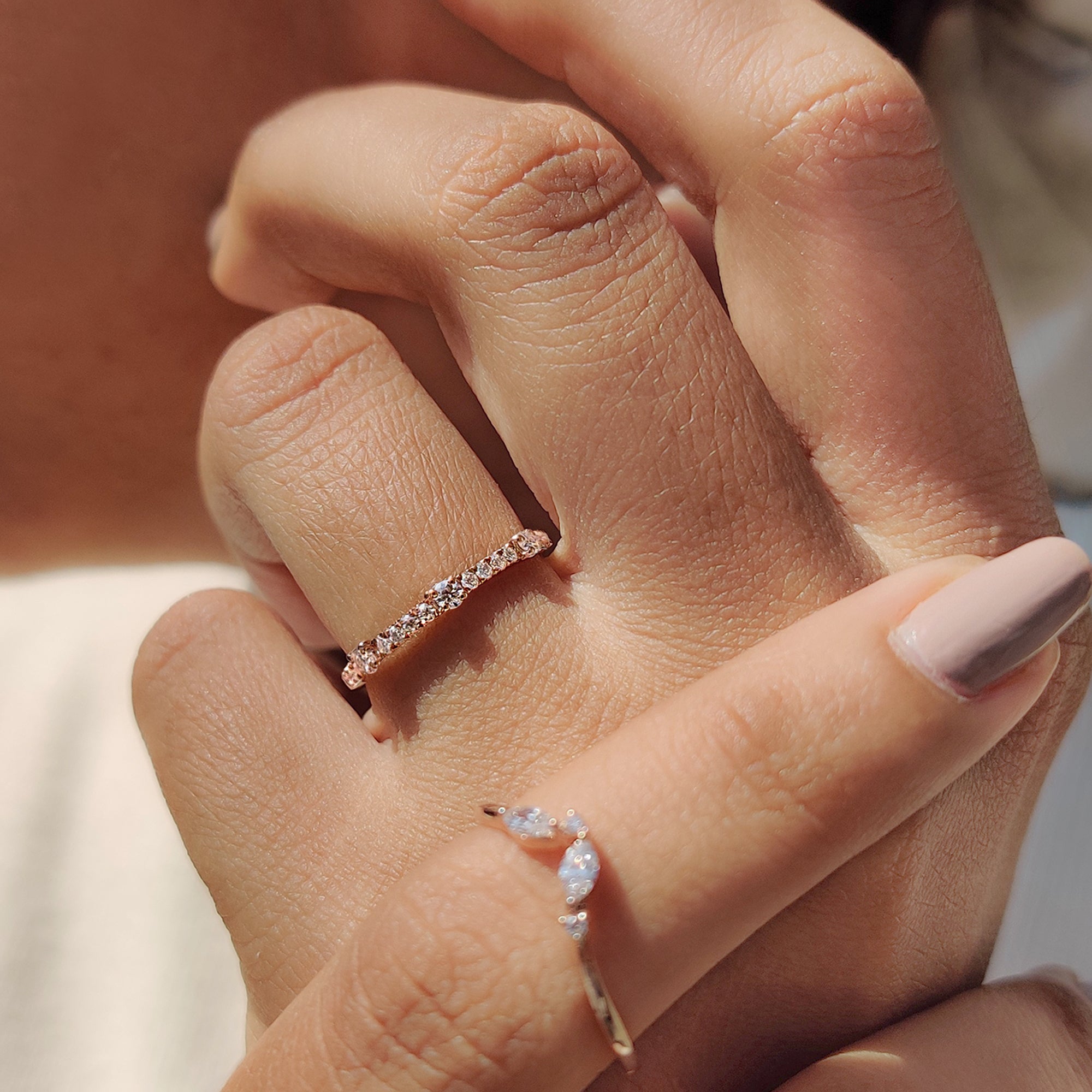 Round Cut Moissanite Half Eternity Band