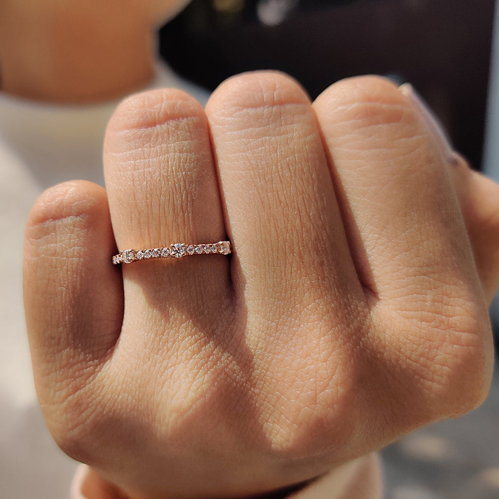 Round Cut Moissanite Half Eternity Band
