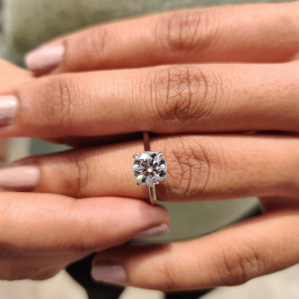 Round Cut Diamond Cathedral Setting Ring