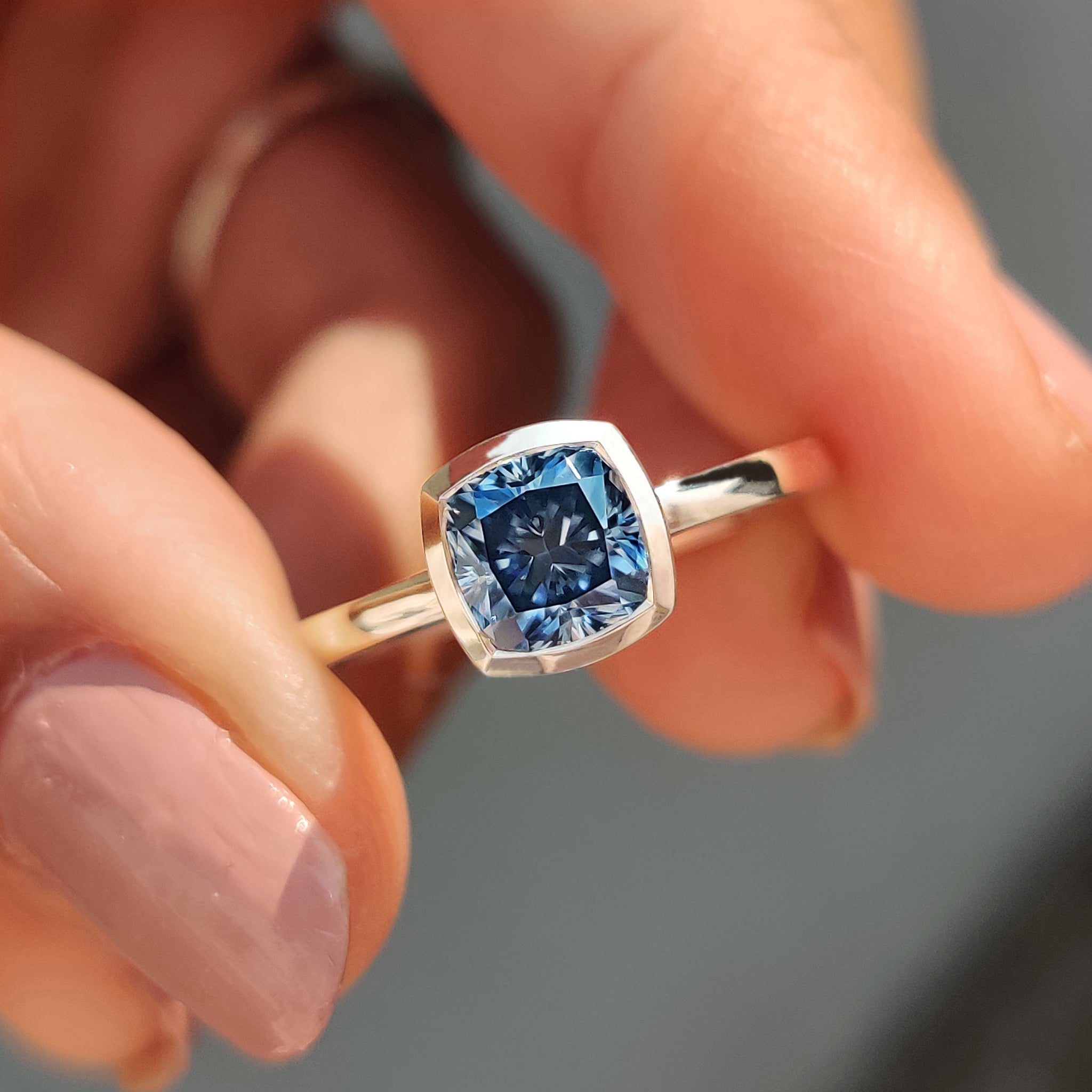Cushion Solitaire Ring With Bezel Style Main image