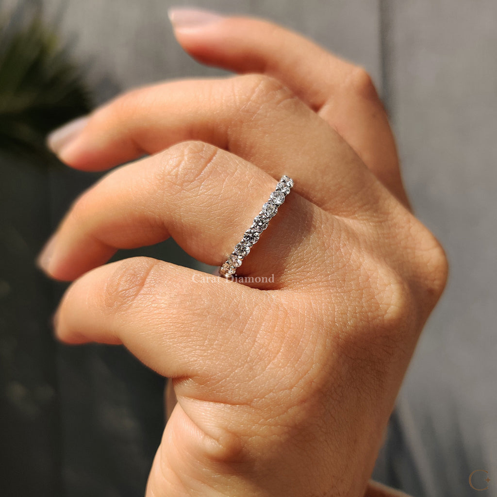 Minimalist Round Cut Eternity Style Diamond Wedding Band