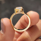 Asscher cut engagement ring in semi bezel setting