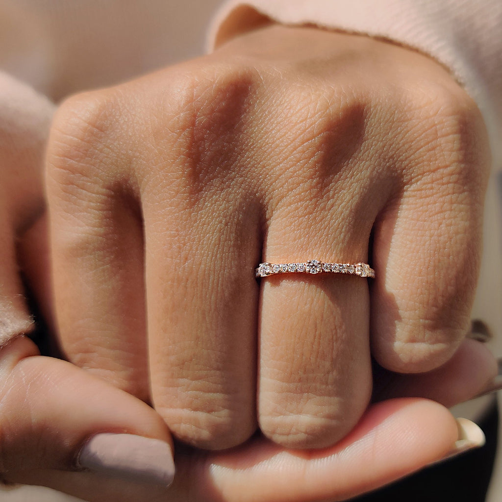 Round Cut Moissanite Half Eternity Band