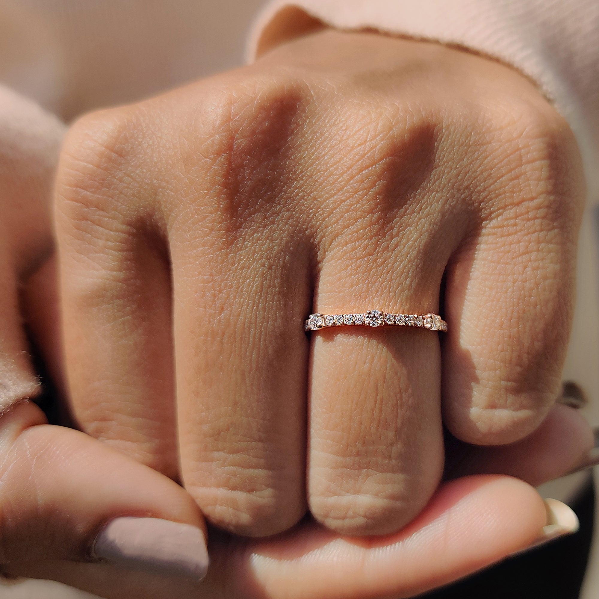Round Cut Moissanite Half Eternity Band