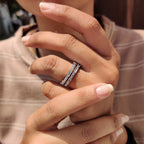 Baguette and Round Cut Wedding Band In Half Eternity