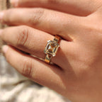Asscher cut engagement ring in semi bezel setting