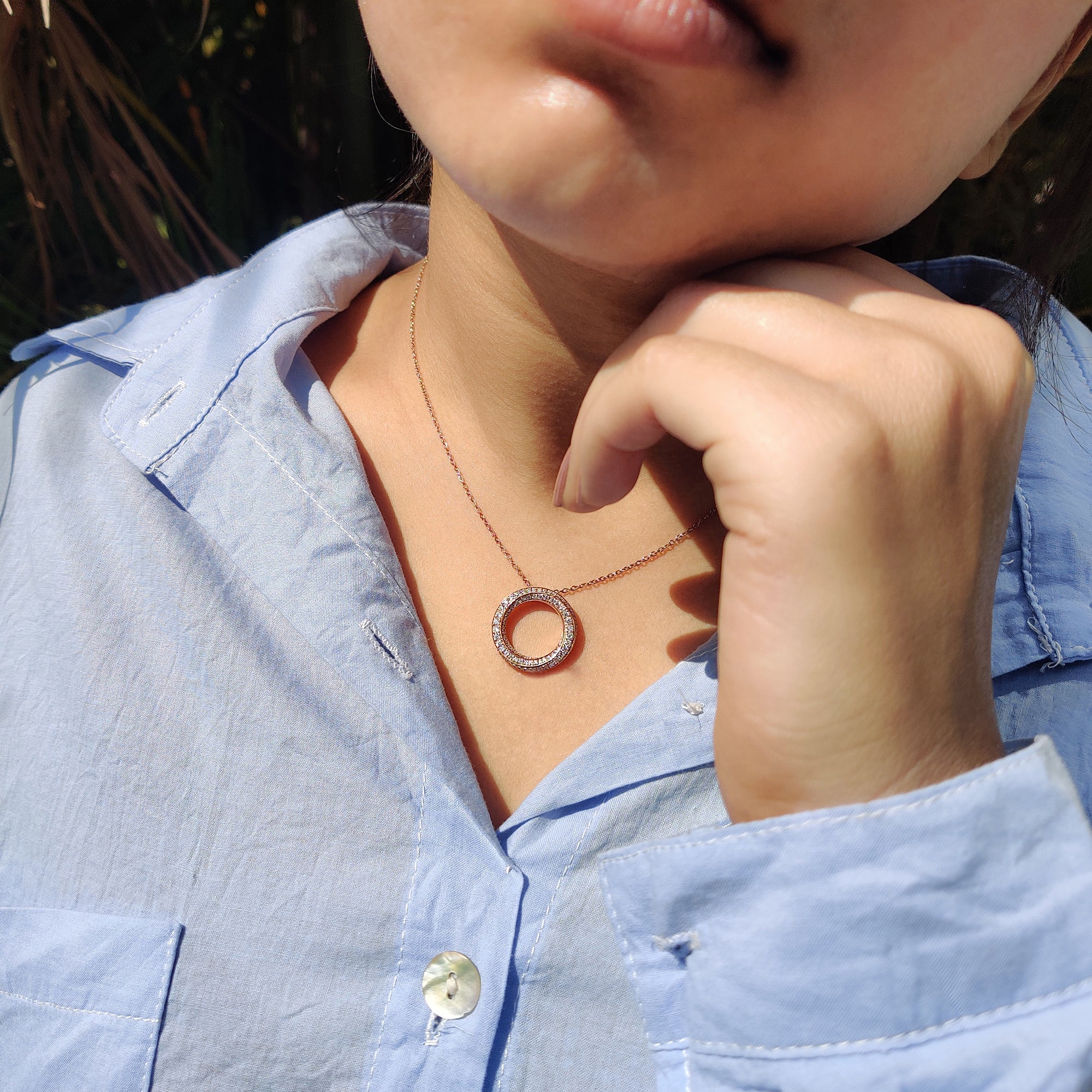 Twisted Multi Circle Moissanite Pendant In Round Cut