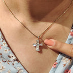 Tapered Baguette Moissanite Gold Cross Pendant
