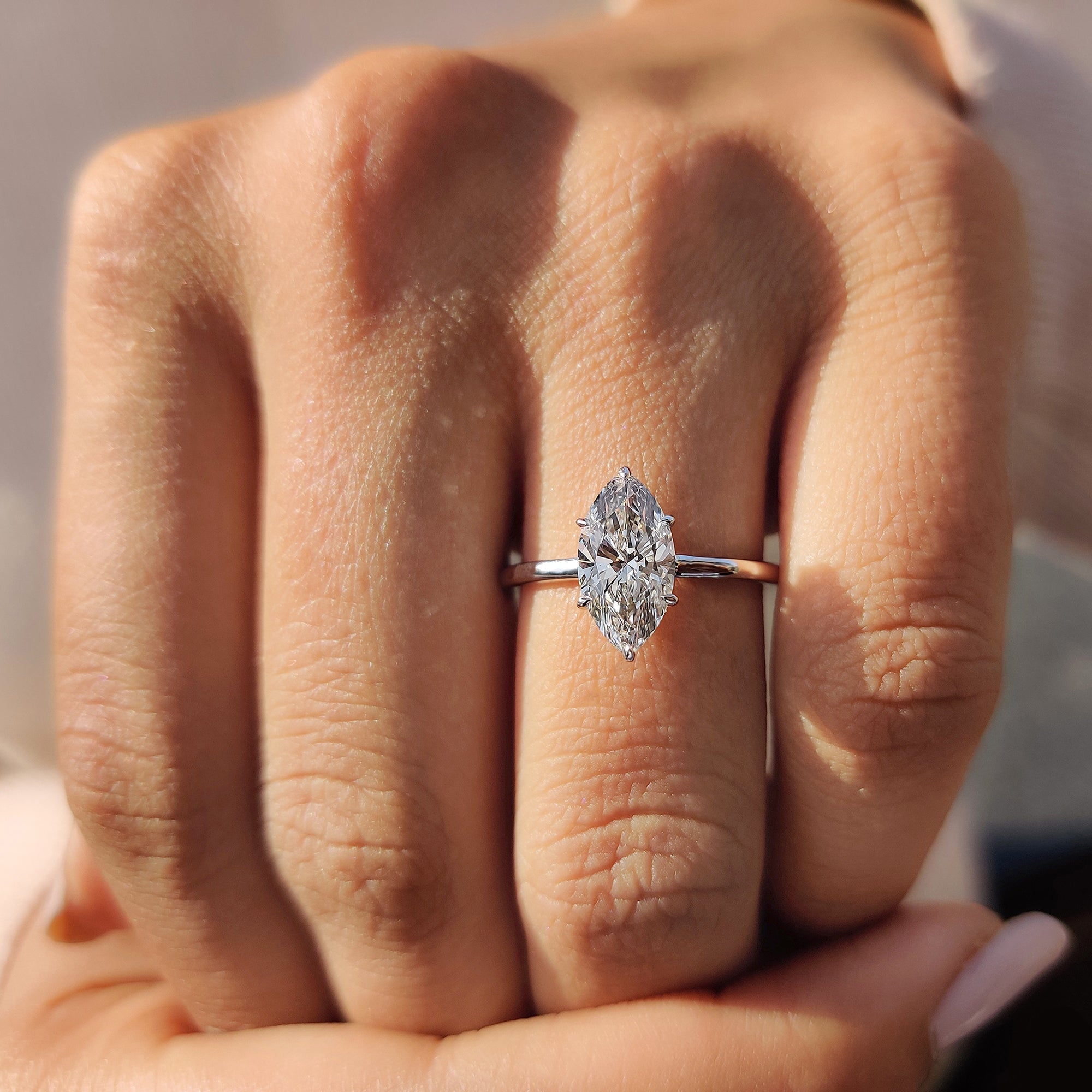 Marquise Diamond Engagement Ring in Classic Setting
