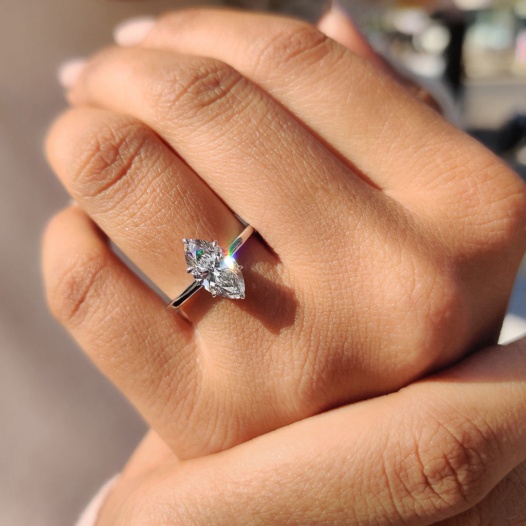 Marquise Diamond Engagement Ring in Classic Setting