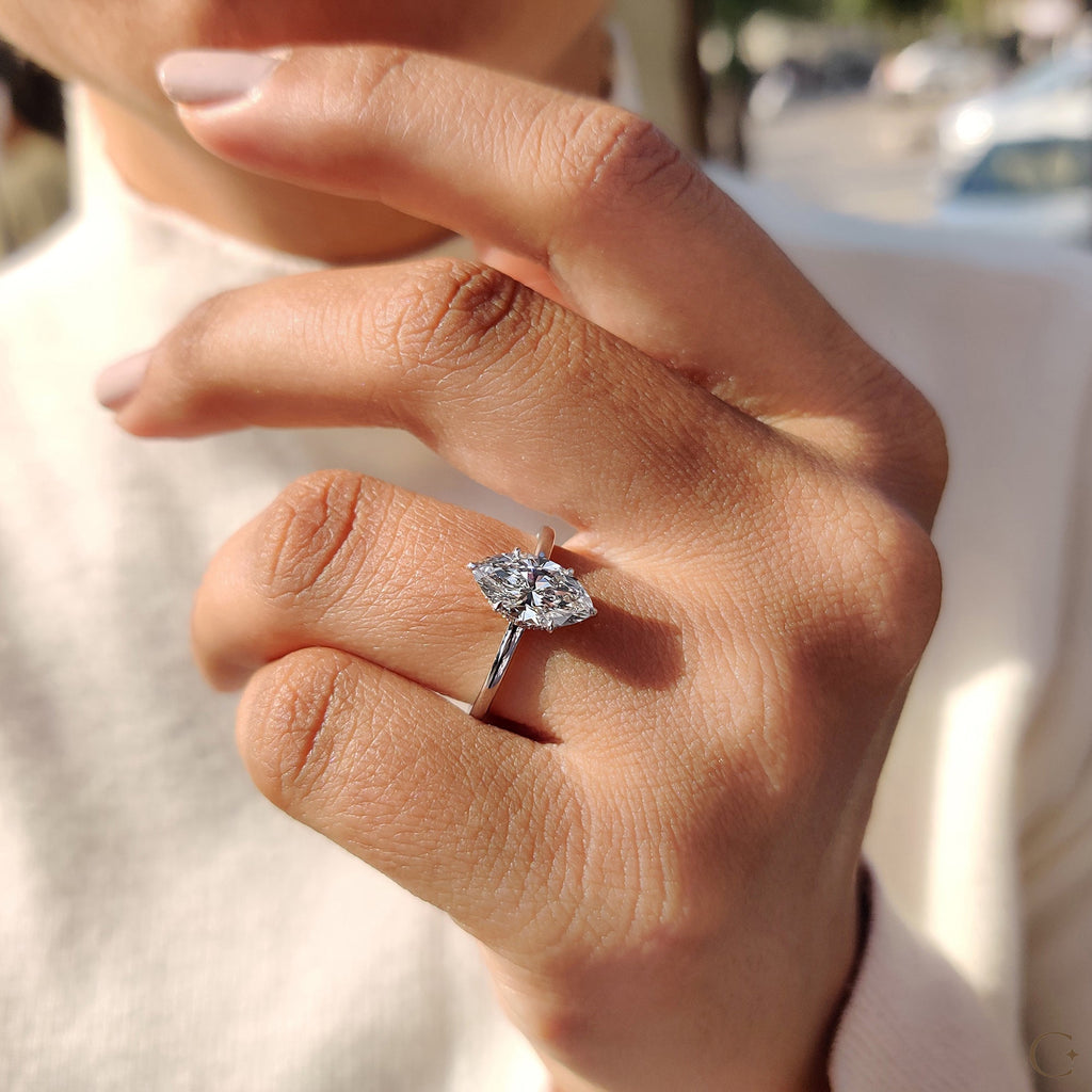 Marquise Diamond Engagement Ring in Classic Setting