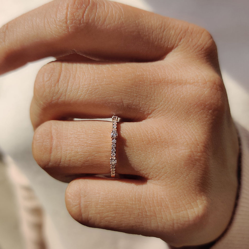 Round Cut Moissanite Half Eternity Band