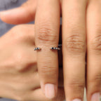 Black Moissanite Wedding Band With Open Gap Look