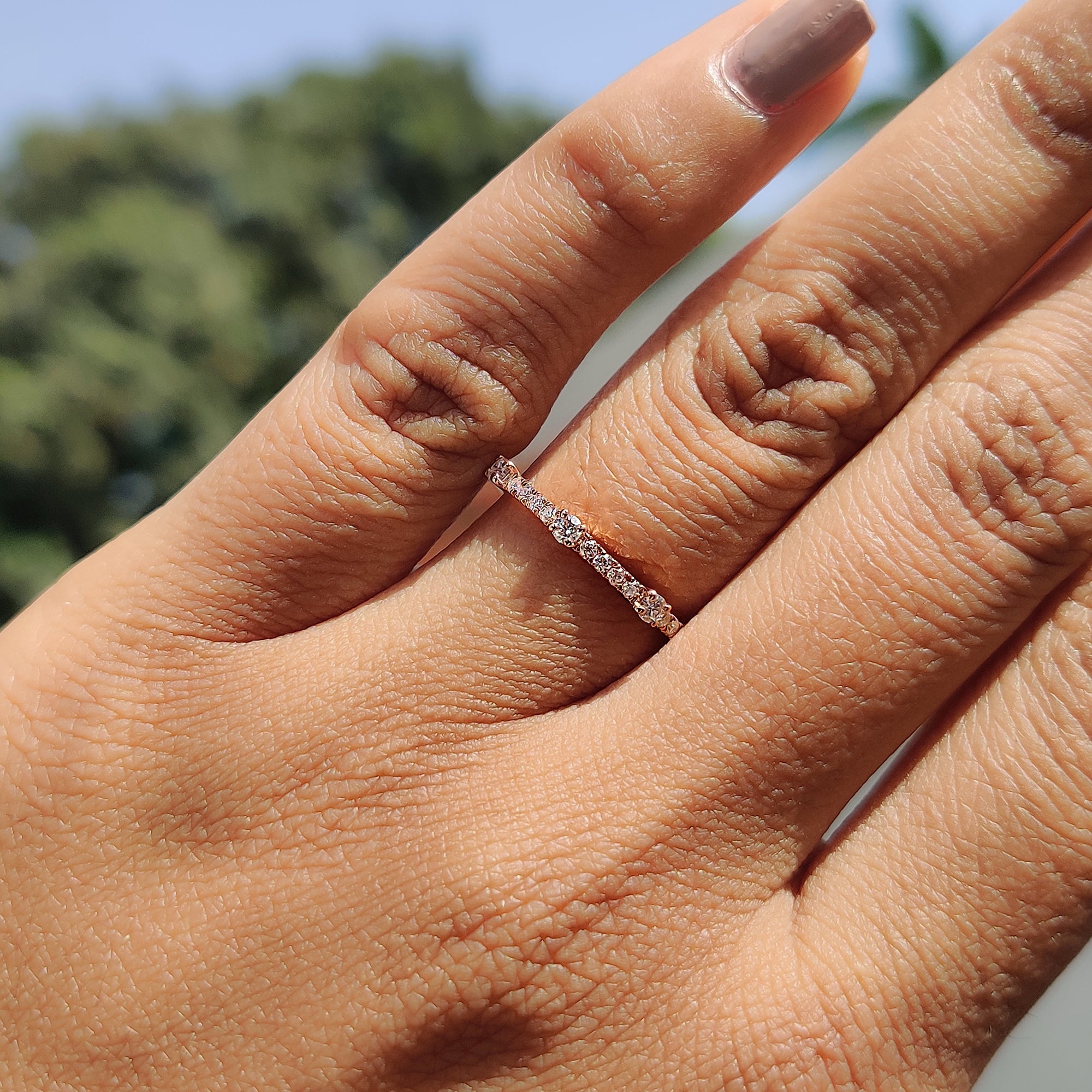 Round Cut Moissanite Half Eternity Band