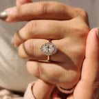 Oval Shaped Engagement Ring In Halo Milgrain Style