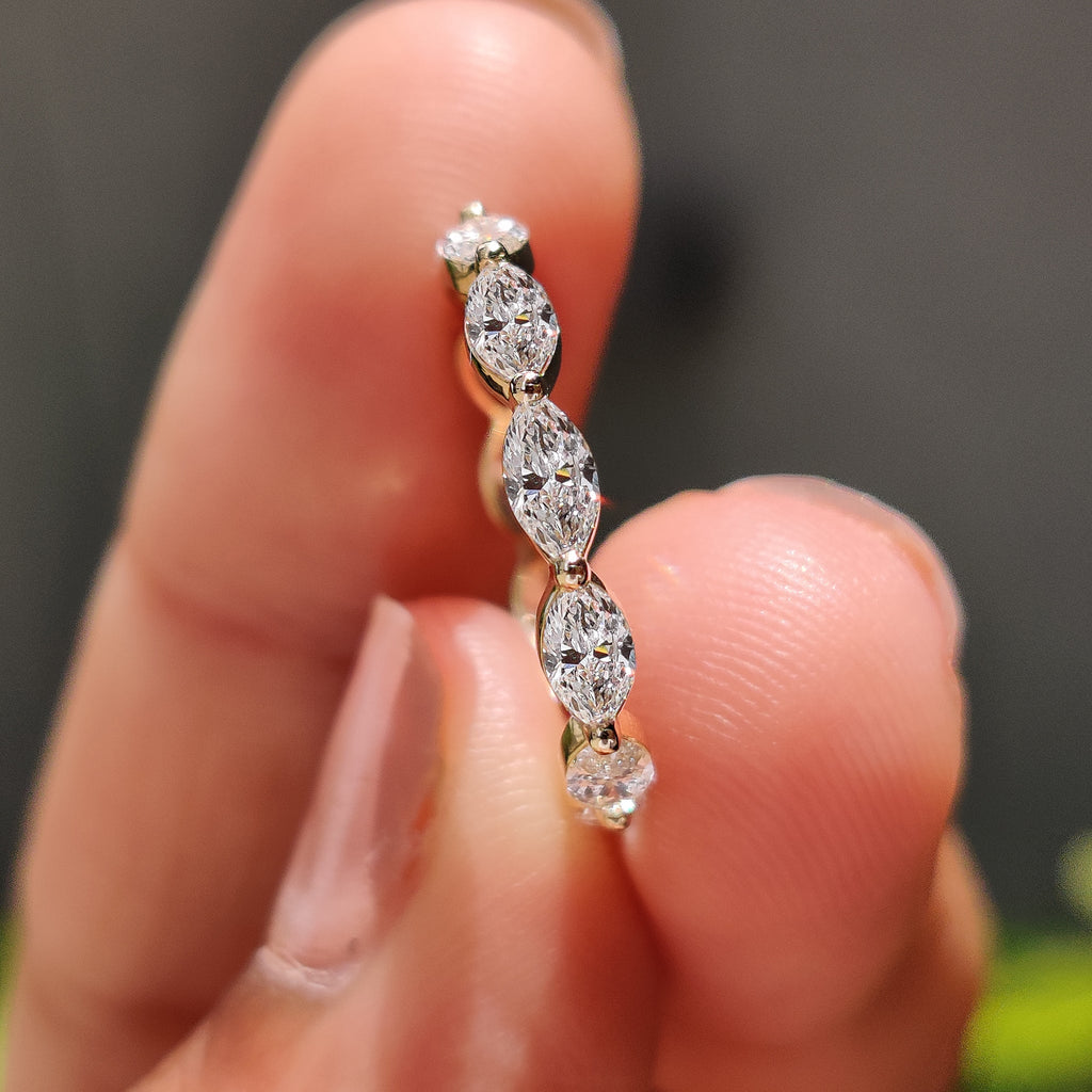 Gold Marquise Wedding Band In Eternity Style