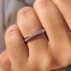 Round Cut Crossover Wedding Band