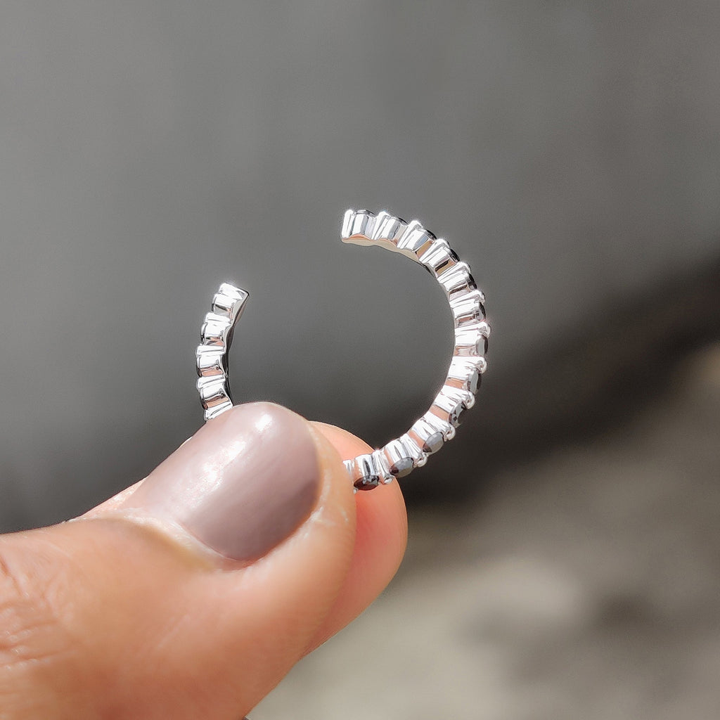 Black Moissanite Wedding Band With Open Gap Look