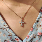 Tapered Baguette Moissanite Gold Cross Pendant