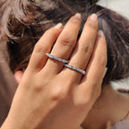 Baguette and Round Cut Wedding Band In Half Eternity