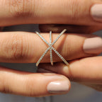 Criss Cross Wedding Band With Round Cut Moissanite