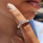 Pear Wedding Band with Tiara Crown Design