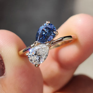 Pear Cut Two Stone Bypass Setting Ring