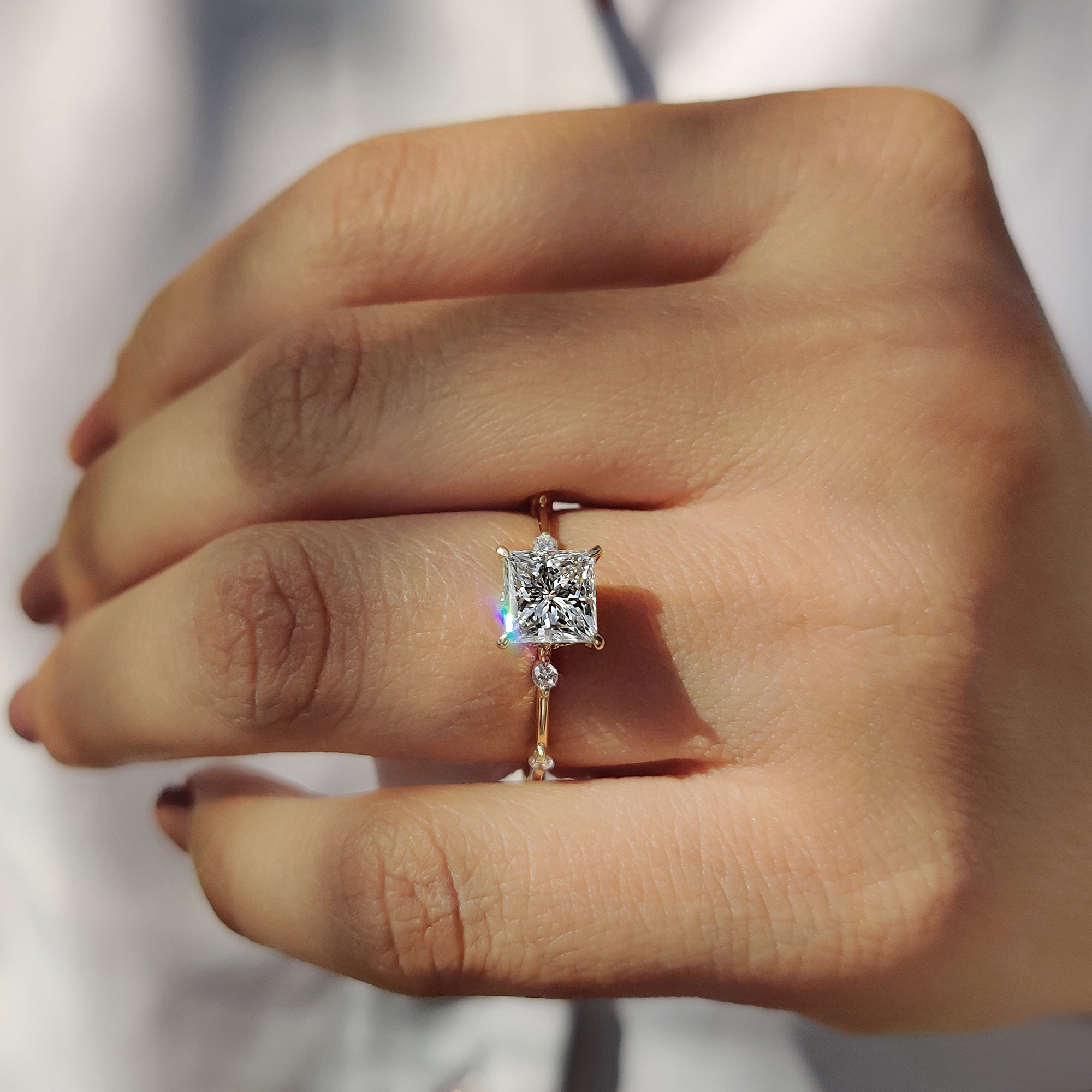Princess Cut Diamond Ring In Yellow Gold Secondary image